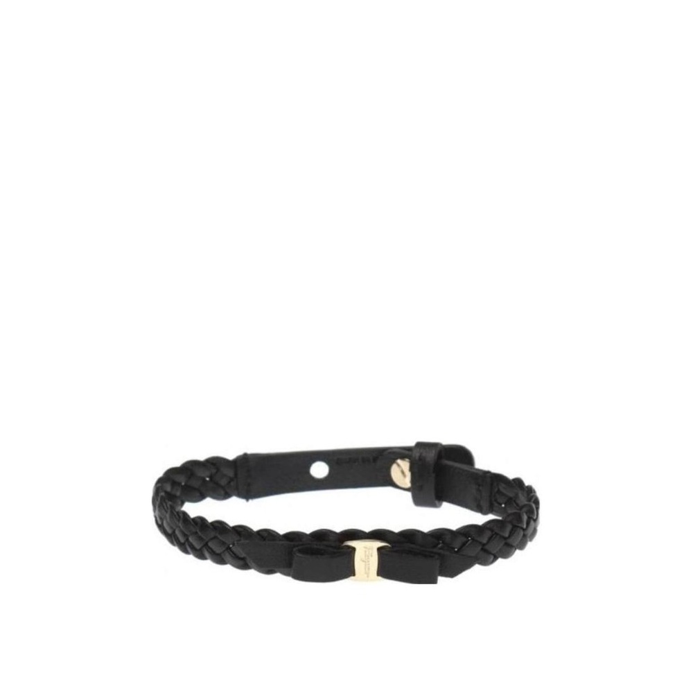 NWT Feragamo Black Braided Bracelet with Gold Accent